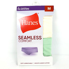 Hanes Girls Size M Multi Seamless Comfort Tagless Hipsters Underwear 4Pk