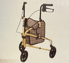 Drive Medical Winnie Lite Supreme 3 Wheel Rollator Rolling Walker, Tan/Plaid