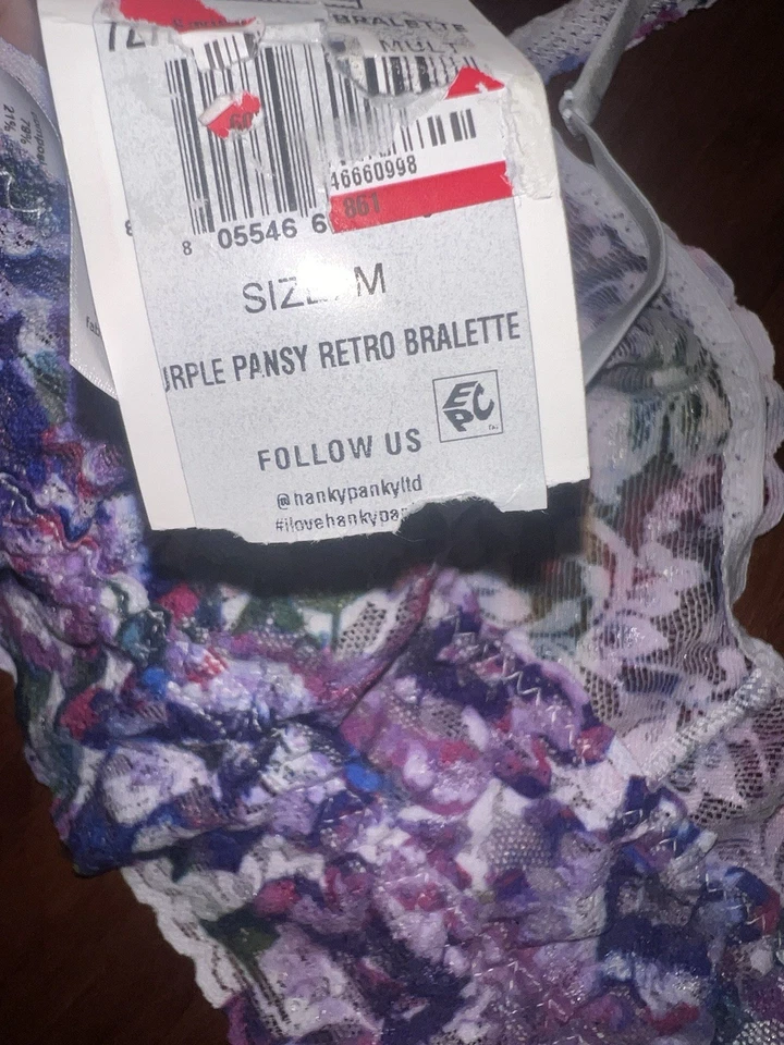 Bralette de encaje Hanky Panky púrpura pansy mediano nuevo con etiquetas precio de venta sugerido por el fabricante 68 USD Foto 4 de 4
