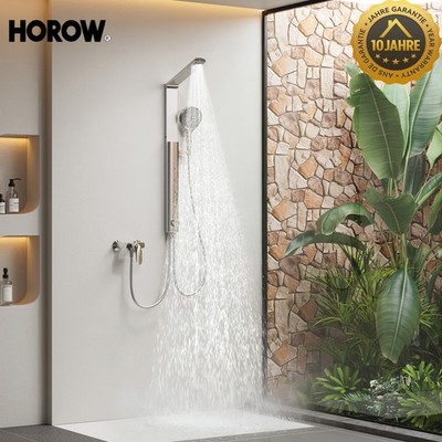 HOROW Edelstahl Regendusche Set mit Massage-Funktion,Chrom Duschset ohne Armatur