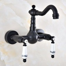 Black Oil Rubbed Brass Laundry Bathroom Kitchen Wall Mount Sink Faucet Gnf859