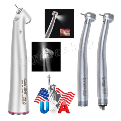 Dental High Speed LED Handpiece 2/4H / Fiber Optic Contra Angle 1:4.2 Increasing