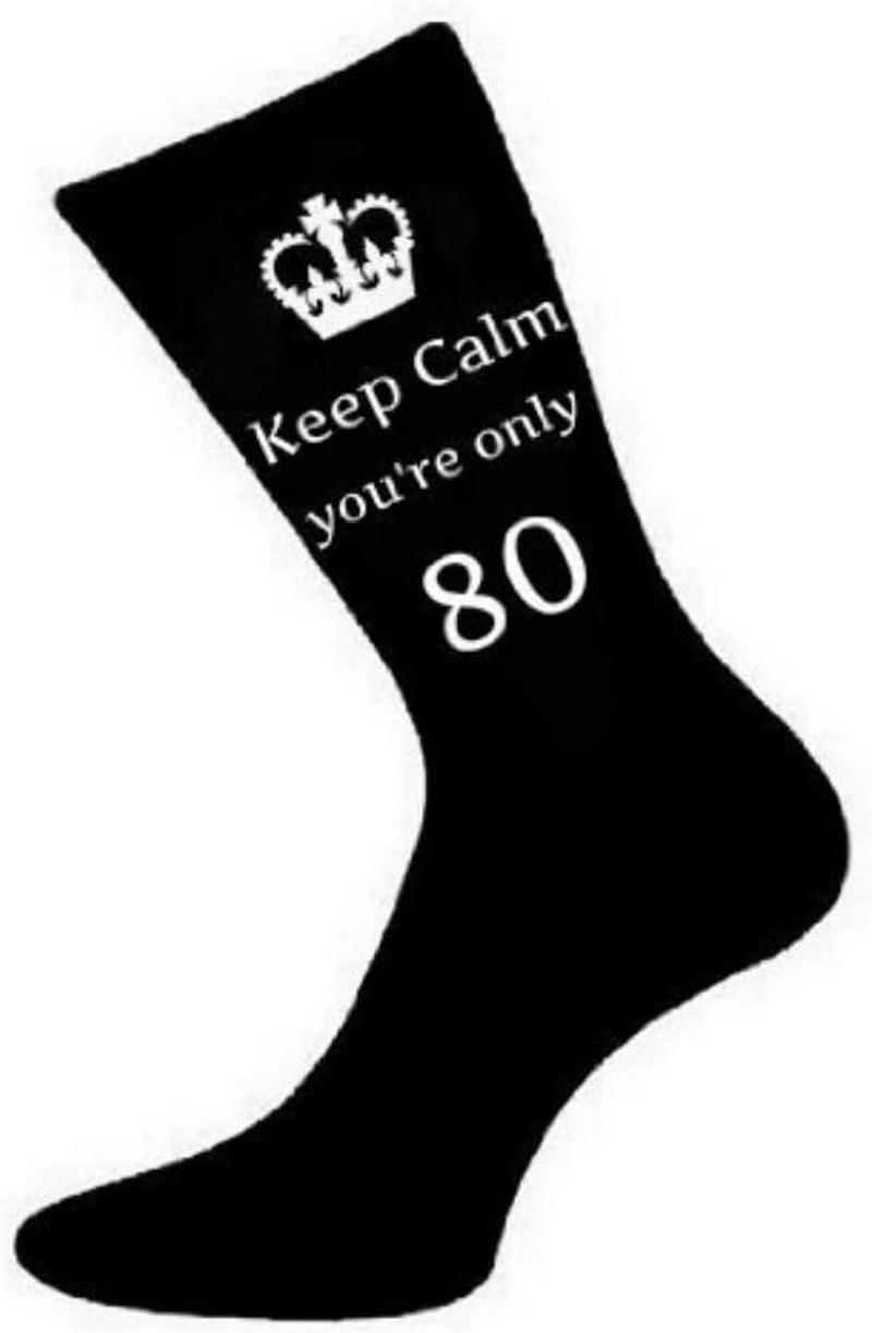 SAOLA Calze Uomo Keep Calm You're Only 80 Nere 80° Compleanno