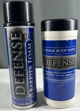 Defense Soap Barrier Foam 17.5oz & Body Wipes 40 Tea Tree Eucalyptus Lanolin NOS