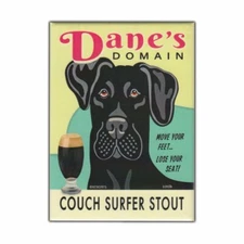 Retro Pets Magnet, Dane's Domain Stout, Great Dane Dog (Black), 2.5" x 3.5"