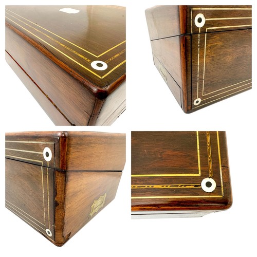 Large rosewood Victorian writing box desk mother of pearl, secret hidden drawers - Picture 20 of 23