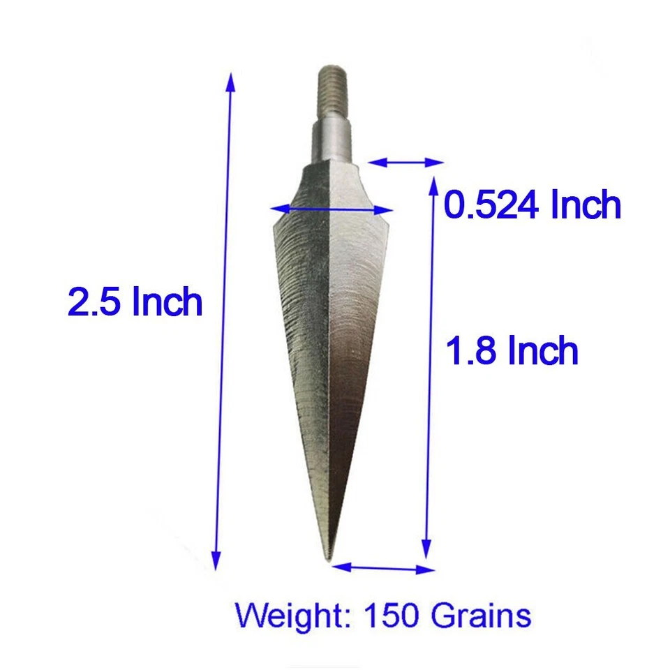 150 puntas de flecha de tiro con arco tradicionales puntas de tornillo de cabeza ancha arco objetivo caza Foto 4 de 4