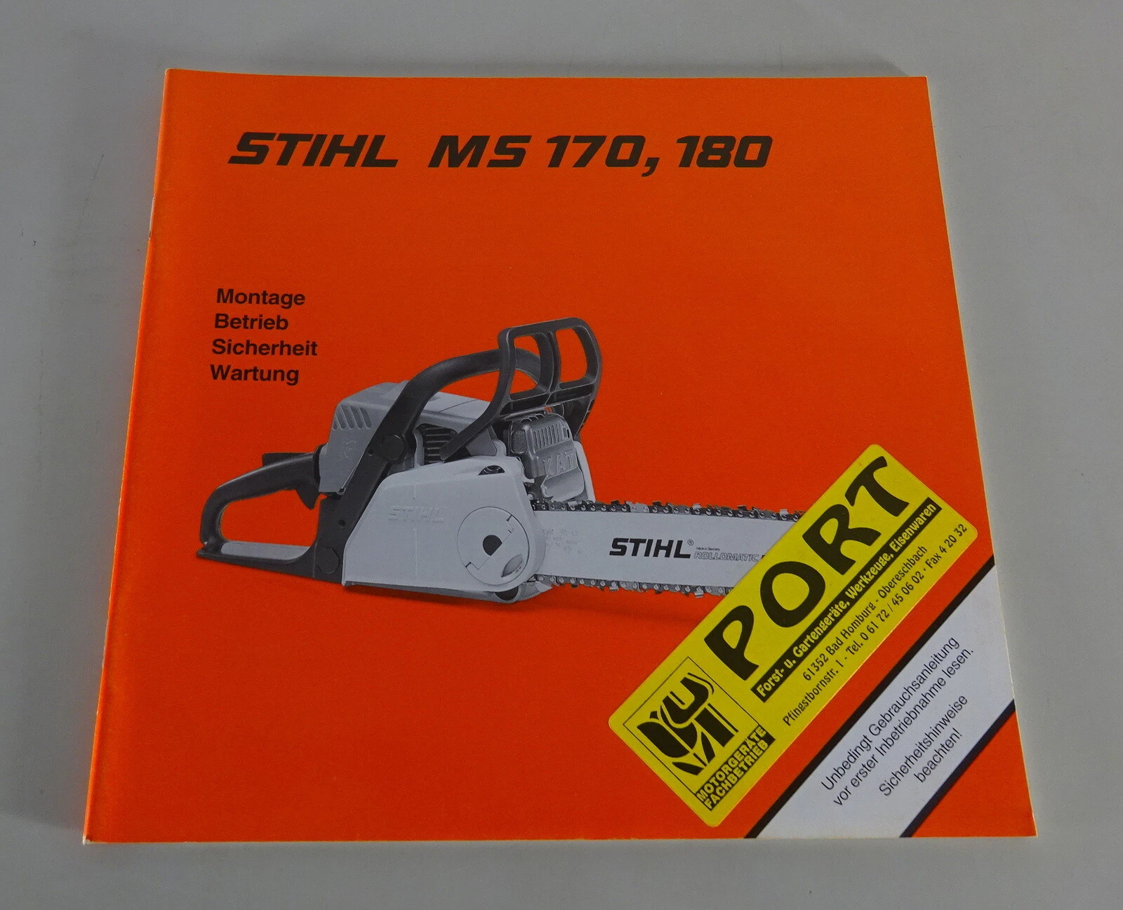 Operating Instructions / Manual Stihl Chainsaw MS 170 / 180 Version 2001