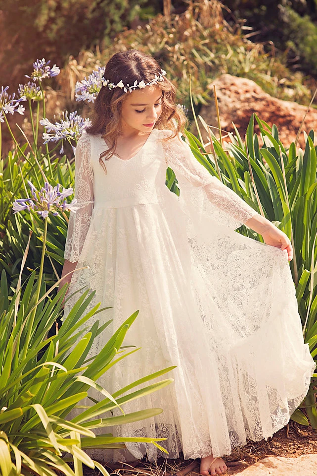 Girls boho top white dress