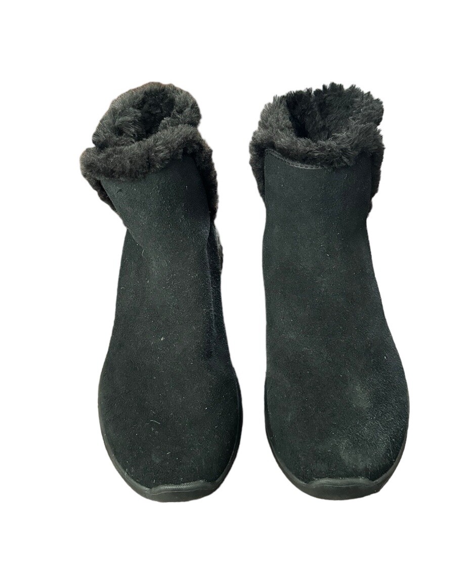 Skechers Womens Cozies Black Suede Winter Ankle Boots Shoes Size Quilted