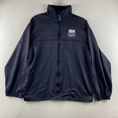 Vtg USA Olympic Committee Jacket Mens Lareg L Blue Windbreaker Track ...
