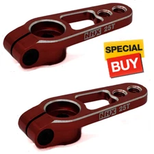 NHX RC 25T M3 CNC Aluminum Futaba / Savox Servo Horn Arms Red 25T (2)