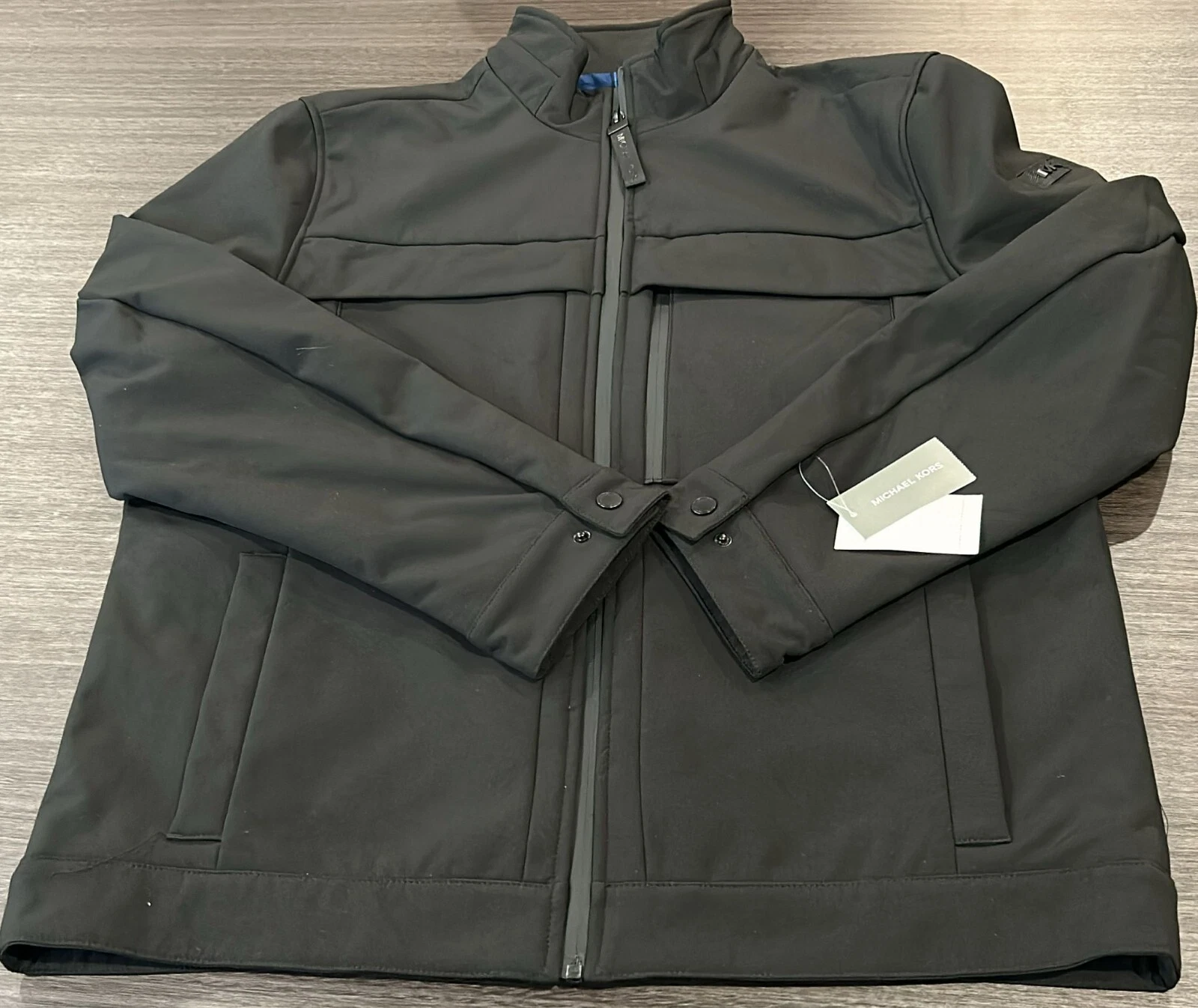 MICHAEL KORS Mens Jacket Size L Soft Shell Black Water Resistant MMK26093 (A7)