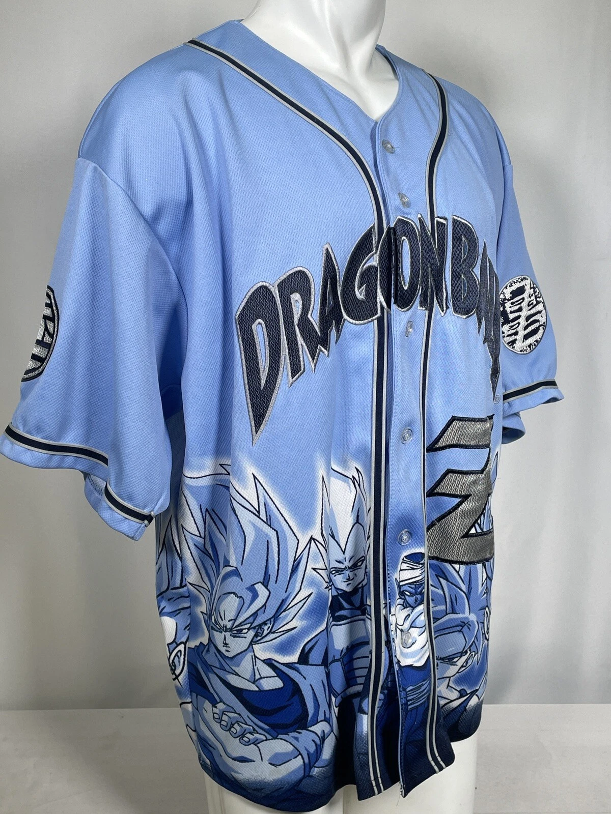 VTG 2001 Dragon Ball Z Funimation Production Blue Baseball Jersey