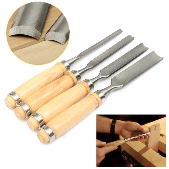 4pcs Wood Carving Roughing Gouges Chisels Set Hand Woodworking
