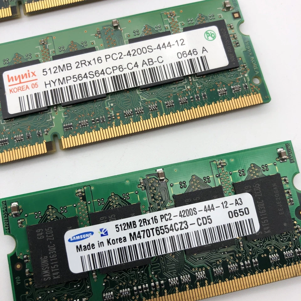 Lot 10 pcs 512MB PC2-4200s PC4200 DDR2 533Mhz 2Rx16 SoDimm 200pin Memory  - Image 3 of 4