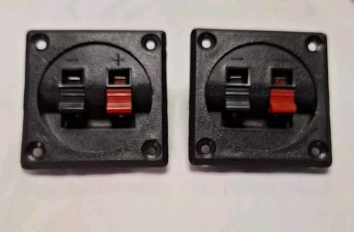 (2) SQUARE JACK TERMINAL CUP SCREW SPEAKER SUBWOOFER BOX SPRING LOADED TCSS