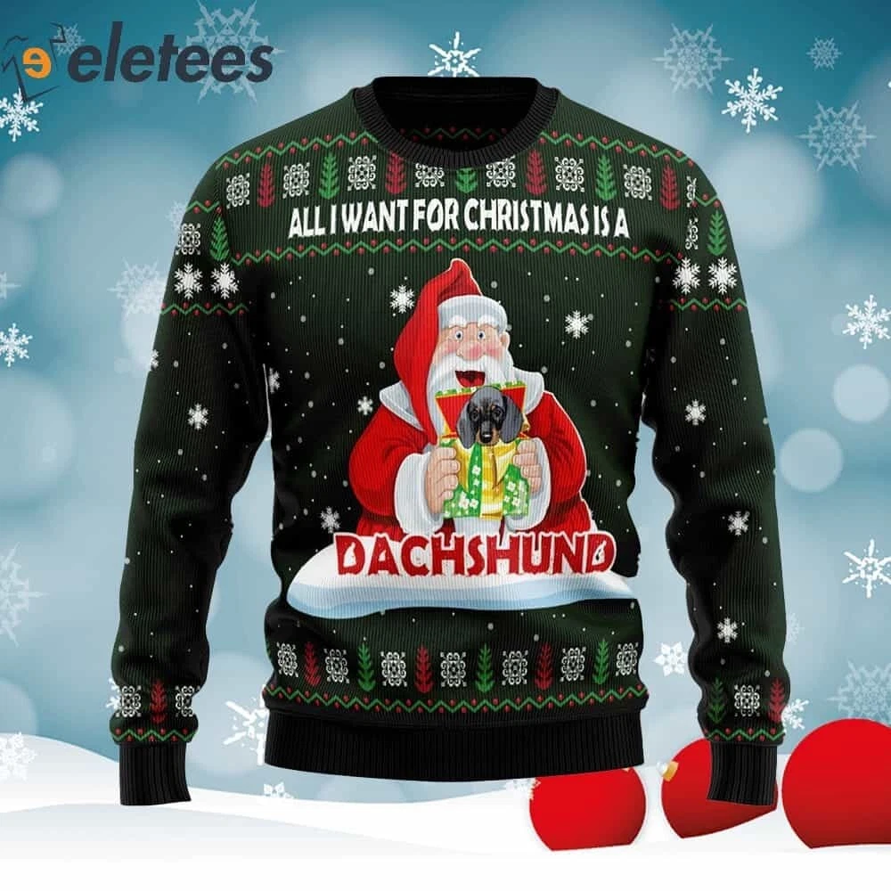 Dachshund Gift Knitted Ugly Christmas Sweater CNJ7TOHC