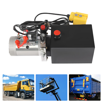 8 Quart Double Acting Hydraulic Pump 12V Dump Trailer Remote Control Power Unit
