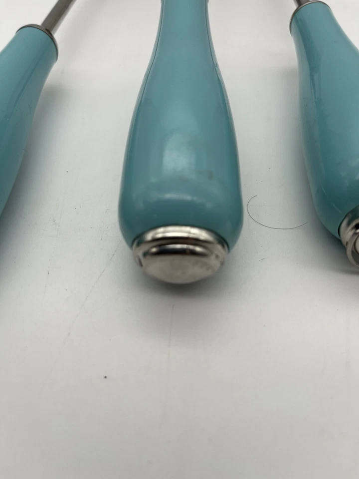 Cuisinart Turquoise Aqua Handle Stainless Cooking Utensil Set Of 3 Spoons Ladle - Image 4 of 4