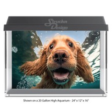 Brown Fluffy Dog Swimming Polyester Fish Tank Glass Backdrop Aquarium Background