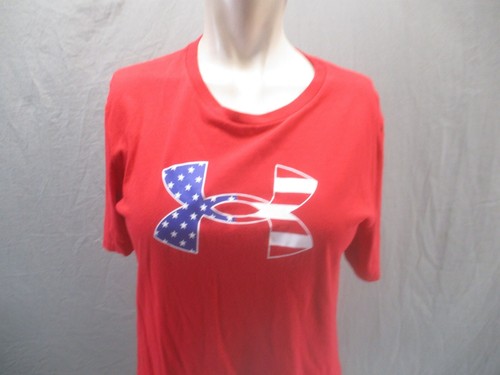 Under Armour Size XL Girls Red Cotton Blend Short Sleeve Long Athletic Top 205 - Picture 2 of 9