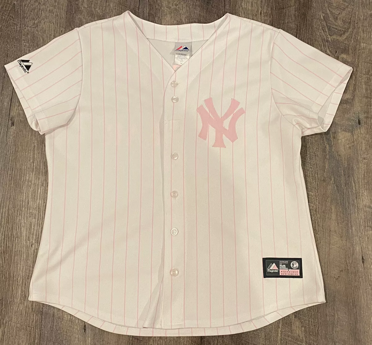 Womens Majestic New York Yankees Pink Pinstripe Jersey w/ Teacher of the  Year XL