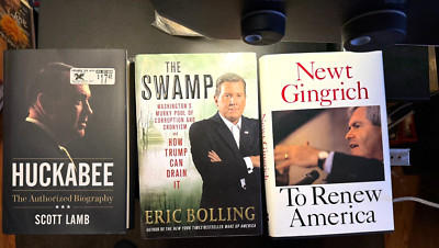 3 HB DJ BOOKS: Huckabee: Biography, SWAMP ERIC BOLLING, TO RENEW AMERICA GINGRIC