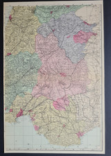 Antique 1881 map - SE Wales - Cardiff - Swansea - Merthyr - Bacon / Weller