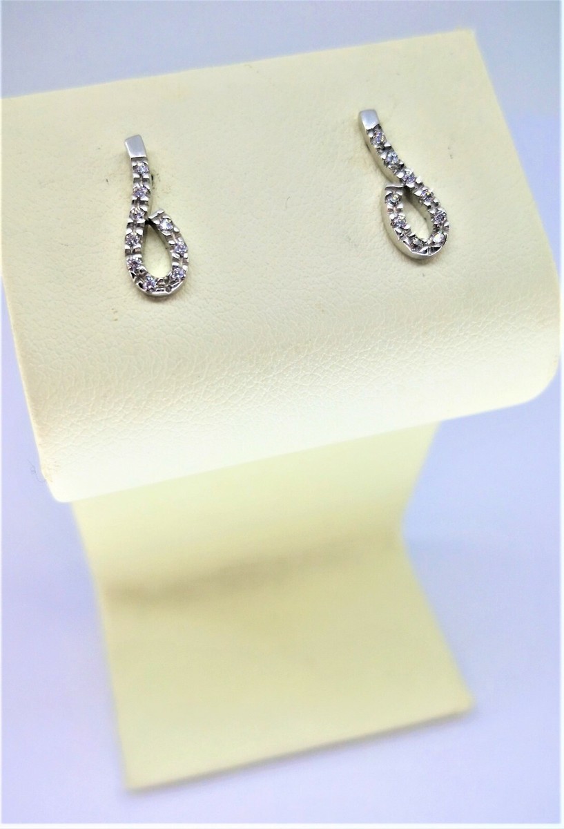 9ct Oro Giallo Zirconia Cubica Orecchini con Perla a Lobo