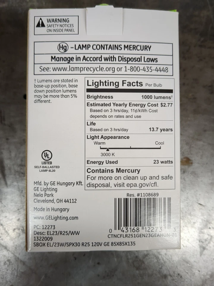 GE EL23/R25/WW Flood Screw Base Compact Fluorescent Light Bulb 23w 12273 - Image 4 of 4