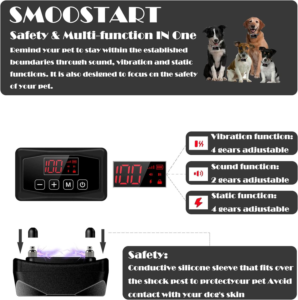GPS Wireless Dog Fence, Dog Boundary Collar System Electric Dog Fence