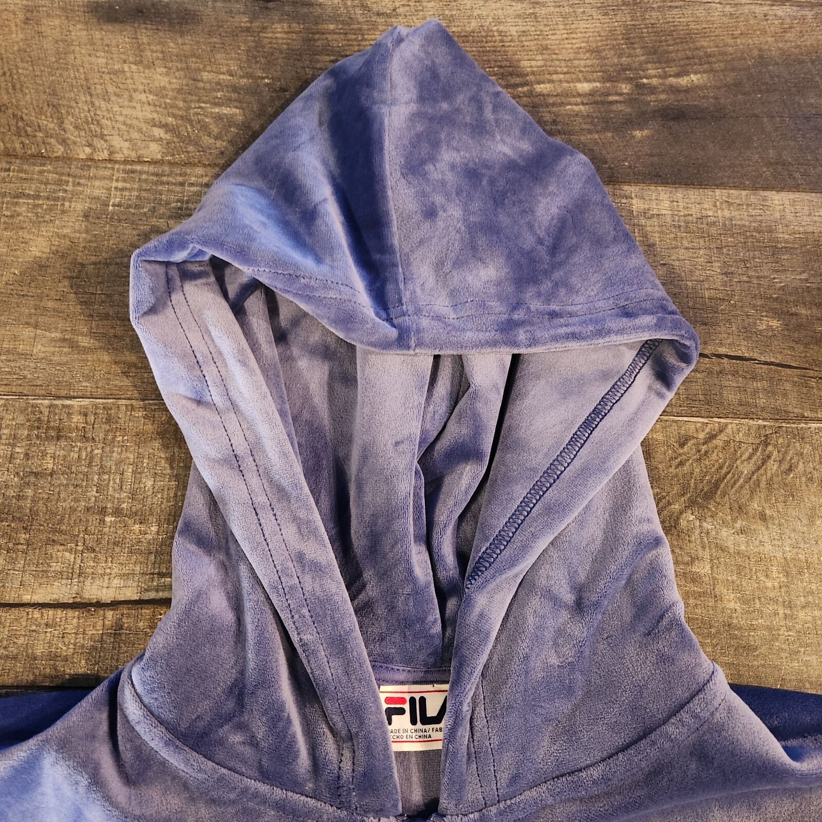 FILA Felpa con cappuccio donna XL blu felpa velluto tasche 1 4 zip retrò