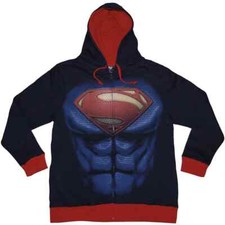 DC Comics Superman Man of Steel Navy Blue Zip Up Hoodie Sweatshirt Unisex