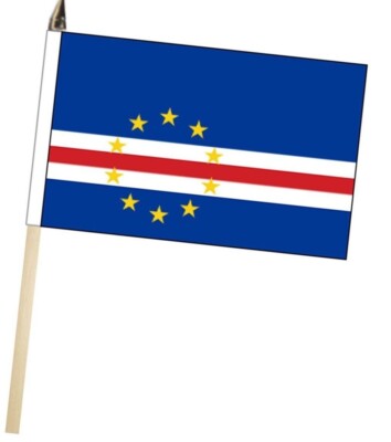 Cape Verde Large Hand Flag With Wooden Pole (18'' x 12'')