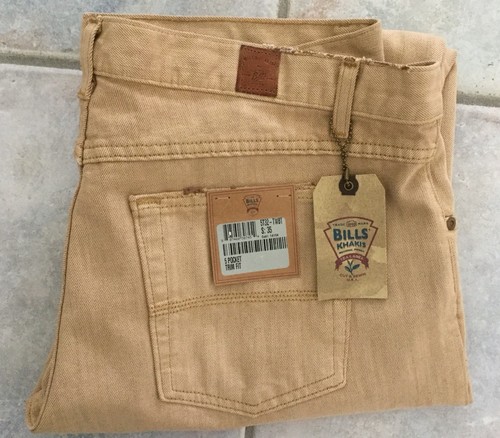 NWT Bills khakis 5T34-TWBT Cotton/polyester SZ 35x34 5 Pocket Trim Fit Khaki$165 - Picture 1 of 3