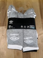 UMBRO BOYS 6 PACK SOCKS CREW GRAY/BLACK/WHITE SIZE 3-9 NWT