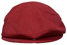 Don Sales Leather Strapback Cabbie Newsboy Red Cap Hat Sz L