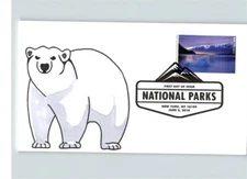 Hand Painted WHITE POLAR BEAR, GLACIER BAY NATIONAL PARK,, 2016 # 1 of 1 FDC