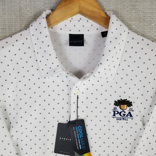 DUNNING x OAK HILL NEW $110 Size 2XL Polo Shirt Mens White Jacquard Golf Coolmax - Picture 4 of 21