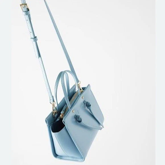 Zara Knotted迷你城市包浅蓝色 — 第 2/4 张图片