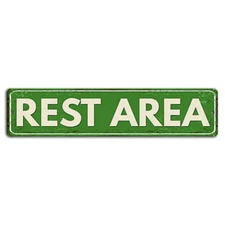 Rest Area Rustic Green Street Sign for Home or Garden Decor 18x4