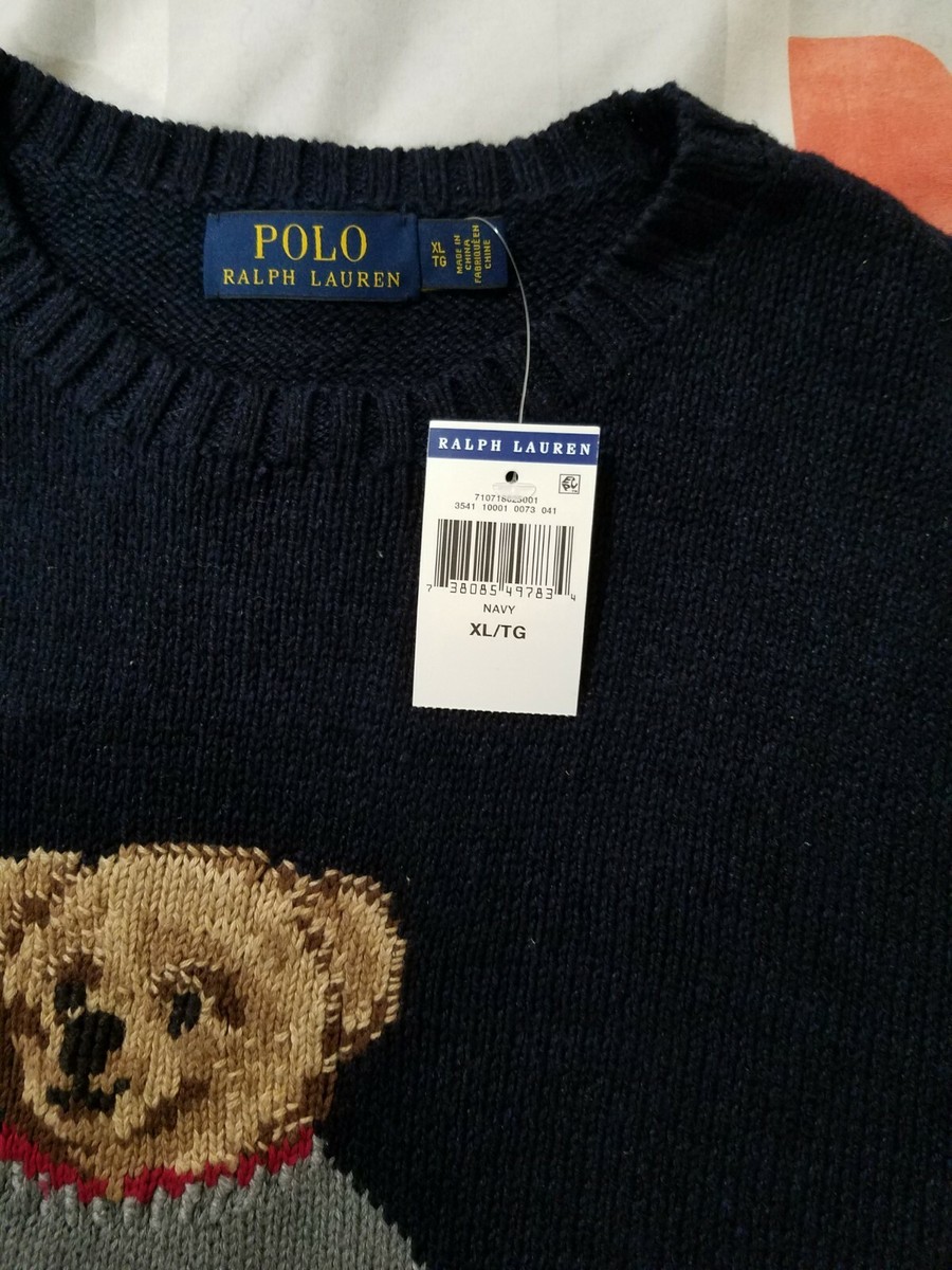 POLO RALPH LAUREN Mens POLO Spellout Bear Sweater XL NWT100 