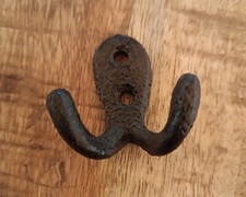 Kleiner doppelter Wandhaken   Gusseisen Kleiderhaken Handtuchhaken Antiklook