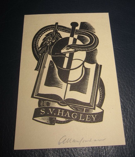 Allen Jordan Serie di 7 ex libris, Gutemberg, futurismo, Australia. Firmati. - Imagen 4 de 8