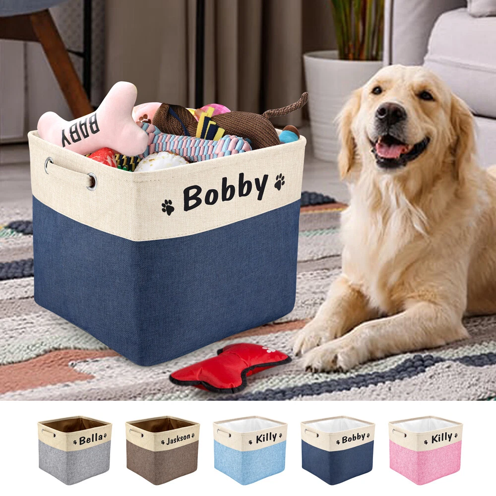 Personalized Dog Toy Box Storage Basket Pet Cat Puppy Bins