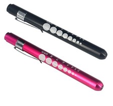 Set 2 BLACK PINK Diagnostic Penlight Pocket Medical LED wit Pupil Gauge Reusable