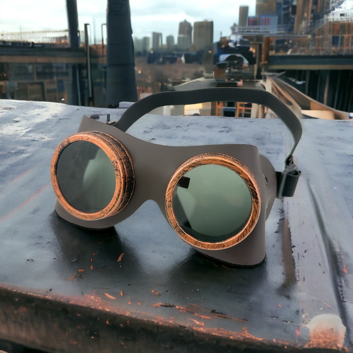 Brown Leather Goggles Steampunk Cyber Motorcycle Flying