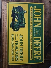 Vtg Ande Rooney Porcelain Sign John Deere 2 Cylinder Tractors 15 1/2