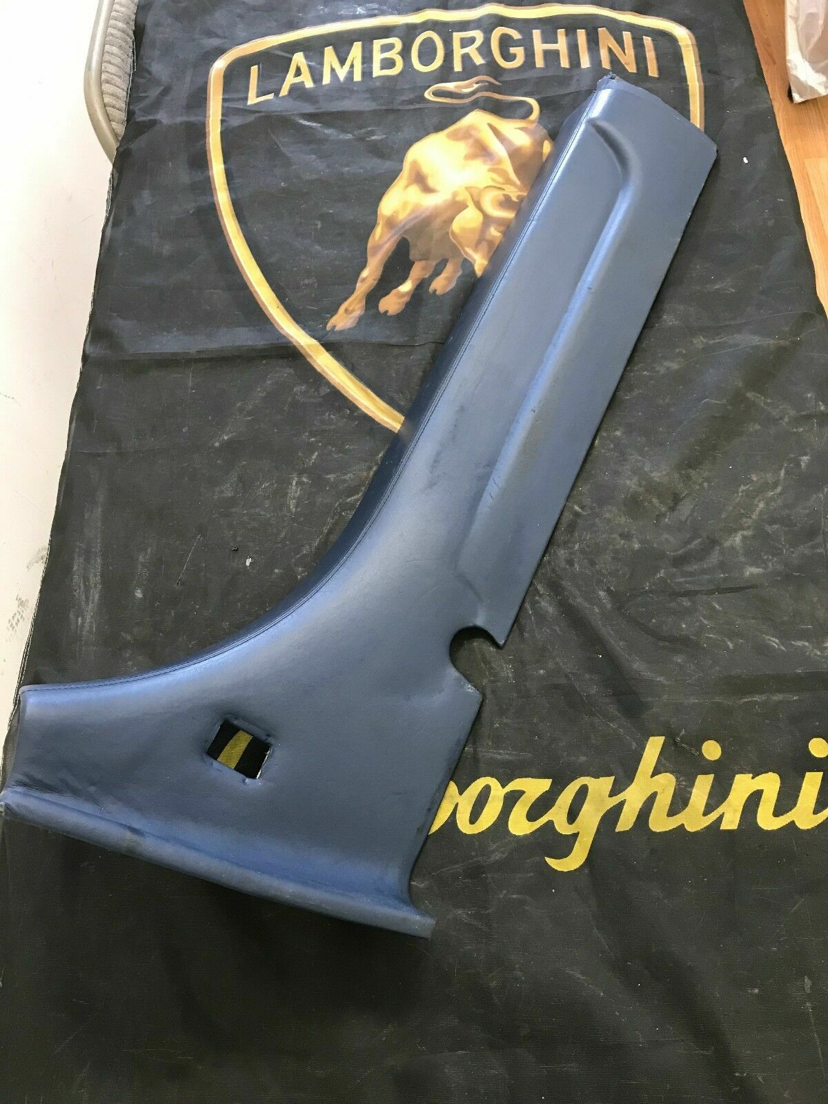 LAMBORGHINI GALLARDO RH LOWER B PILLAR TRIM PANEL BLUE LEATHER OEM 401854903C